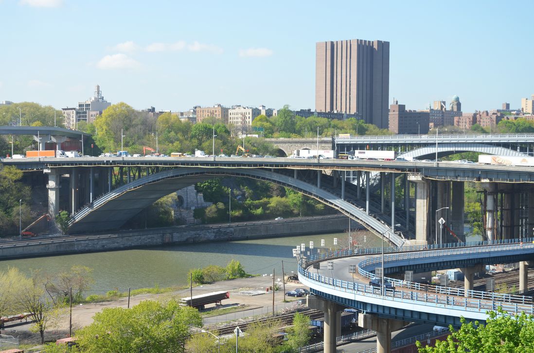 View of the Alexander Hamilton Bridge, Washington Bridge, and Yeshiva University<br/>